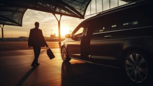 Business class airport service. Illustration AI Generative